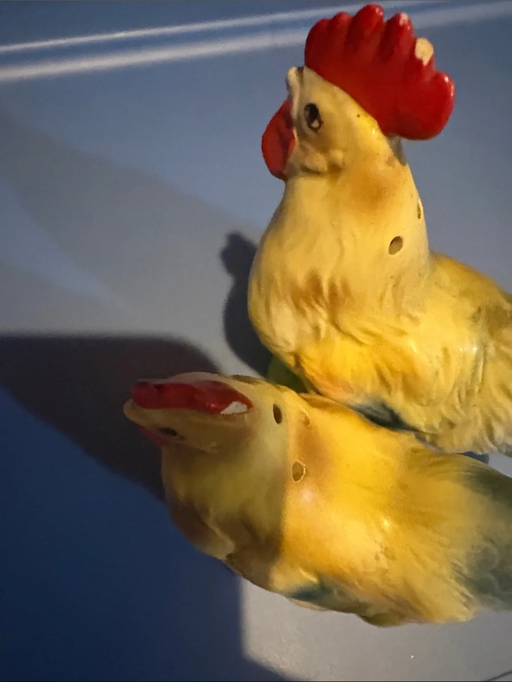 Yellow Ceramic Rooster & Hen salt and pepper set